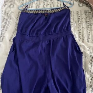 Bebe Purple Jumpsuit with Metallic Trim